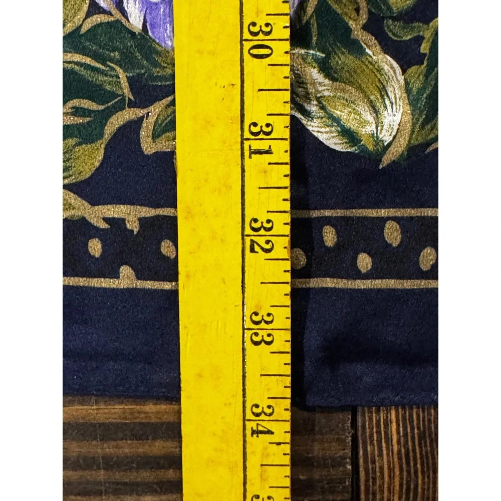 Navy Blue Floral Scarf Metallic Gold Shimmer Square‎ Neck Wrap 34x34 Wildrag
